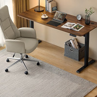 LINSY 林氏家居 BG047-A+BY057-A 升降电脑桌+电脑椅 胡桃木色 160*70*119cm 整版款