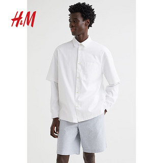 H&M 格雷系男装休闲裤 宽松抽绳短裤0972981 炭灰色 175/88A