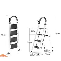 艾瑞科 家用折叠梯 碳钢纯净白四步梯