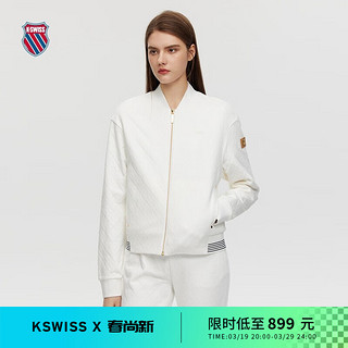 盖世威（K·SWISS）女外套  经典百搭休闲运动针织外套 198750 芡实白-115 M