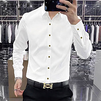 萨拉维夫（Sllavif）品牌男士衬衫男春季款2024中青年免烫垂感弹力衬衣薄款潮 白色 XL