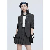 Five Plus 5+ 女装通勤条纹西装女一粒扣宽松外套女