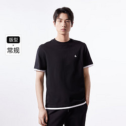 JACK&JONES 杰克琼斯 刺绣假两件短袖