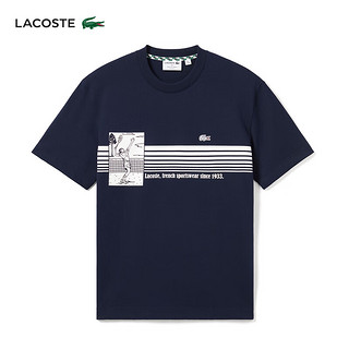 LACOSTE法国鳄鱼男装24年时尚复古短袖T恤TH9426 166/藏青色 4 /175