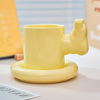 Jeko&Jeko 捷扣 陶瓷水杯马克杯 小众创意搪瓷杯设计杯子女 办公室咖啡杯情侣杯 黄色280ML