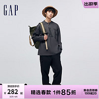 Gap 盖璞 男装春季2024LOGO纯棉宽松长袖T恤452532运动休闲上衣 黑灰色 165/88A(S)亚洲尺码