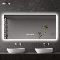 nolsia 北欧多功能led灯浴室镜壁挂无框卫生间大镜子洗漱卫浴镜贴墙定制