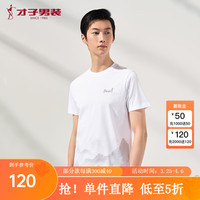 才子(TRIES)短袖T恤男夏季透气长绒棉2024新款山脉水墨图休闲圆领印花上衣