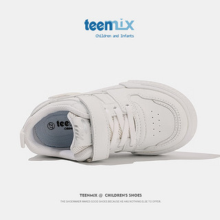 天美意（TEENMIX）童鞋女童滑板鞋2024春季男孩休闲鞋子儿童运动鞋大童小白鞋 白色 单层 37码