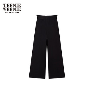 Teenie Weenie小熊2024年夏季仿麻花苞阔腿长裤垂感休闲裤时髦 黑色 175/XL
