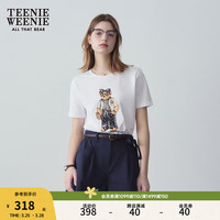 Teenie Weenie【索罗娜】小熊2024年夏季白色短袖T恤短款上衣 白色 160/S