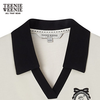 Teenie Weenie小熊2024年夏季撞色POLO短袖正肩T恤短款上衣女 象牙白 175/XL
