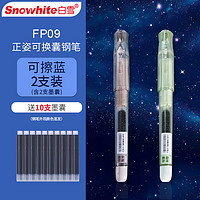 Snowhite 白雪 正姿可擦钢笔小学生三年级儿童大容量矫姿练字笔 初学者EF尖 2支钢笔+10支墨囊 FP09