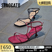 STACCATO 思加图 夏季优雅荆棘鞋罗马凉鞋酒杯跟纯凉鞋女凉鞋EI104BL3 黑色 39