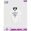 Gap男女装2024夏季纯棉印花logo翻领短袖T恤球服上衣885849 白色 185/108A(XXXL) 亚洲尺码