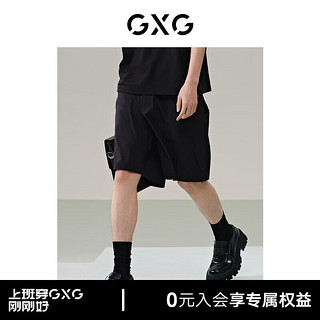 GXG男装 暗纹设计休闲短裤时尚运动裤 24年夏G24X222032 黑色 185/XXL