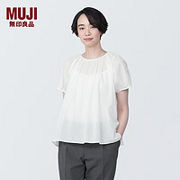 MUJI 無印良品 无印良品（MUJI）  女式 强捻 短袖罩衫 女士衬衫衬衣内搭夏季款 BC2J8C4S 白色 S 155/80A