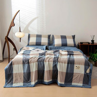 恒源祥夏被A类抗菌可水洗100%里外全棉夏凉被子夏季单人薄款空调被 维亚-蓝 150*200cm单夏被