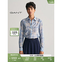 GANT甘特2024春夏女士印花桑蚕丝长袖衬衫4300317 474淡蓝色 44