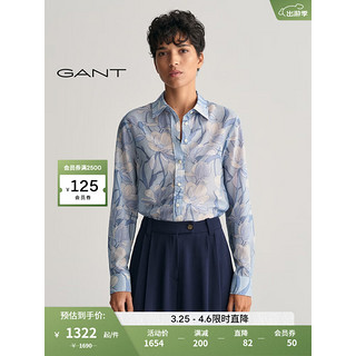 GANT甘特2024春夏女士印花桑蚕丝长袖衬衫4300317 474淡蓝色 44