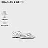 CHARLES&KEITH24夏季法式尖头平底链条凉鞋女CK1-70900512 Silver银色 35