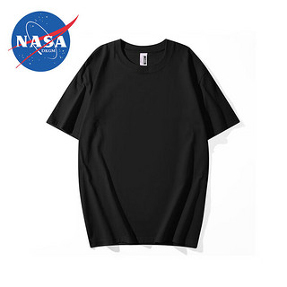 NASADKGM 短袖T恤男夏季新款男士纯棉百搭青少年男士纯色圆领短袖上衣 黑色 XL