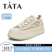 TATA 他她 2024春时尚休闲百搭经典厚底板鞋女DWDT1AM4 杏色 35