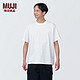  MUJI 無印良品 无印良品 MUJI 男式 天竺编织圆领短袖T恤男士打底衫男款夏季新品AB1MIA4S 白色 L (175/100A)　