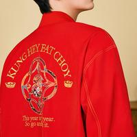 安踏 ANTA【两面穿】本命年运动外套男士春季保暖喜庆红色国风文化休闲上衣