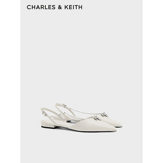 CHARLES&KEITH24夏季法式尖头平底链条凉鞋女CK1-70900512 粉白色Chalk 41