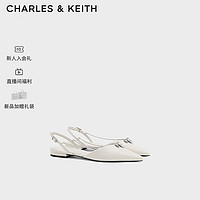 CHARLES&KEITH24夏季法式尖头平底链条凉鞋女CK1-70900512 粉白色Chalk 38