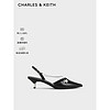 CHARLES&KEITH24夏尖头细跟后空交叉链条凉鞋女CK1-61720188 Black Box黑色 40