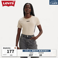 Levi's李维斯24春季女士短款紧身短袖时尚条纹拼色显瘦显高 拼色 17944-0049 XS