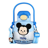 Disney 迪士尼 大肚儿童水杯带吸管塑料水壶夏季户外男女小学生喝水杯子蓝