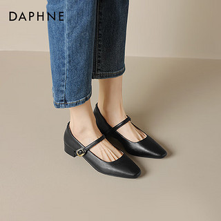 达芙妮（DAPHNE） 玛丽珍女鞋2024年春季复古尖头单鞋女 黑色 35
