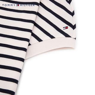 TOMMY HILFIGER24春夏女装莱赛尔微弹条纹宽松V字领短袖POLO衫76J4692 黑白条纹FAP XL （：130-150斤）