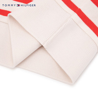 TOMMY HILFIGER24春夏女装莱赛尔微弹条纹宽松V字领短袖POLO衫76J4692 红白条纹44Q L （：120-130斤）