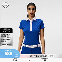 J.Lindeberg 金林德伯格 秋冬GOLF速干透气四面弹力异色领polo衫女52413Z002 K94方钠石蓝 155/76A(XS)