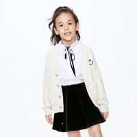 little MO&Co.羊毛混纺 little moco童装24春装男女童长袖毛衣开衫保暖外套 米白色 150/72