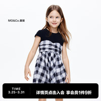 little MO&Co.little moco童装24夏装女童假两件格纹短袖连衣裙KBD2DRS027 黑白格色 110/52