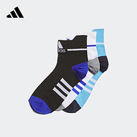 adidas三双装运动袜子男女大童阿迪达斯 黑色/蓝/白 S