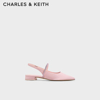 CHARLES&KEITH24春法式亮钻一字带平底尖头凉鞋CK1-70900487 Light Pink浅粉色 38