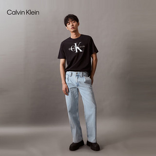 Calvin Klein【田柾国同款】 Jeans24春夏男褶裥腰边纯棉宽松牛仔裤J325770 1AA-牛仔浅蓝 28