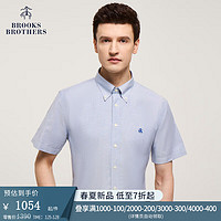 布克兄弟（BrooksBrothers）男士24春夏修身版免烫牛津纺纯色短袖休闲衬衫 4004-灰色 L