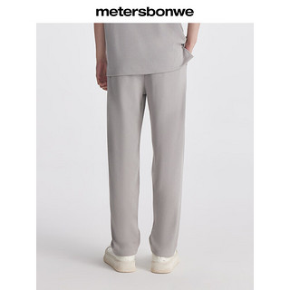 美特斯邦威（Meters Bonwe）男休闲裤2024夏季舒适竖条纹直筒垂感抽绳针织长裤 亮白色 180/88A/XL