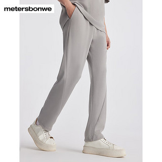 美特斯邦威（Meters Bonwe）男休闲裤2024夏季舒适竖条纹直筒垂感抽绳针织长裤 亮白色 170/76A/M