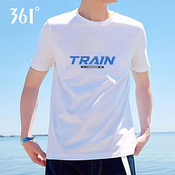 361° 361度短袖t恤男夏季速干上衣舒适透气健身运动跑步篮球训练服 本白