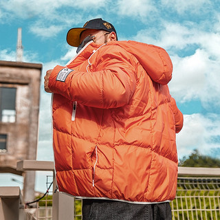 纺布者潮牌大码男装连帽短款羽绒服男士中长款加肥加大宽松外套潮