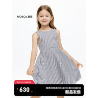 little MO&Co.little moco童装24夏装女童格纹无袖背心连衣裙KBD2DRST12 黑白格色 140/68