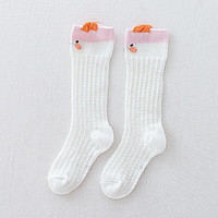 优选 防蚊袜卡通夏季薄款儿童袜子可爱网眼 3双装 白猫咪 S(0-1岁)
